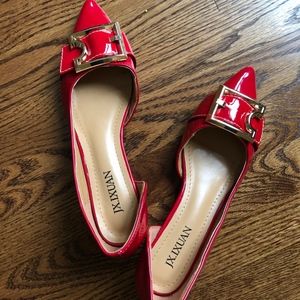 Red Shoes - "Buckle All Season Chunky Heels"